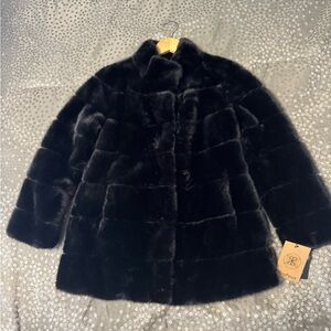 Belle Fare NWT S Black Faux Fur Coat